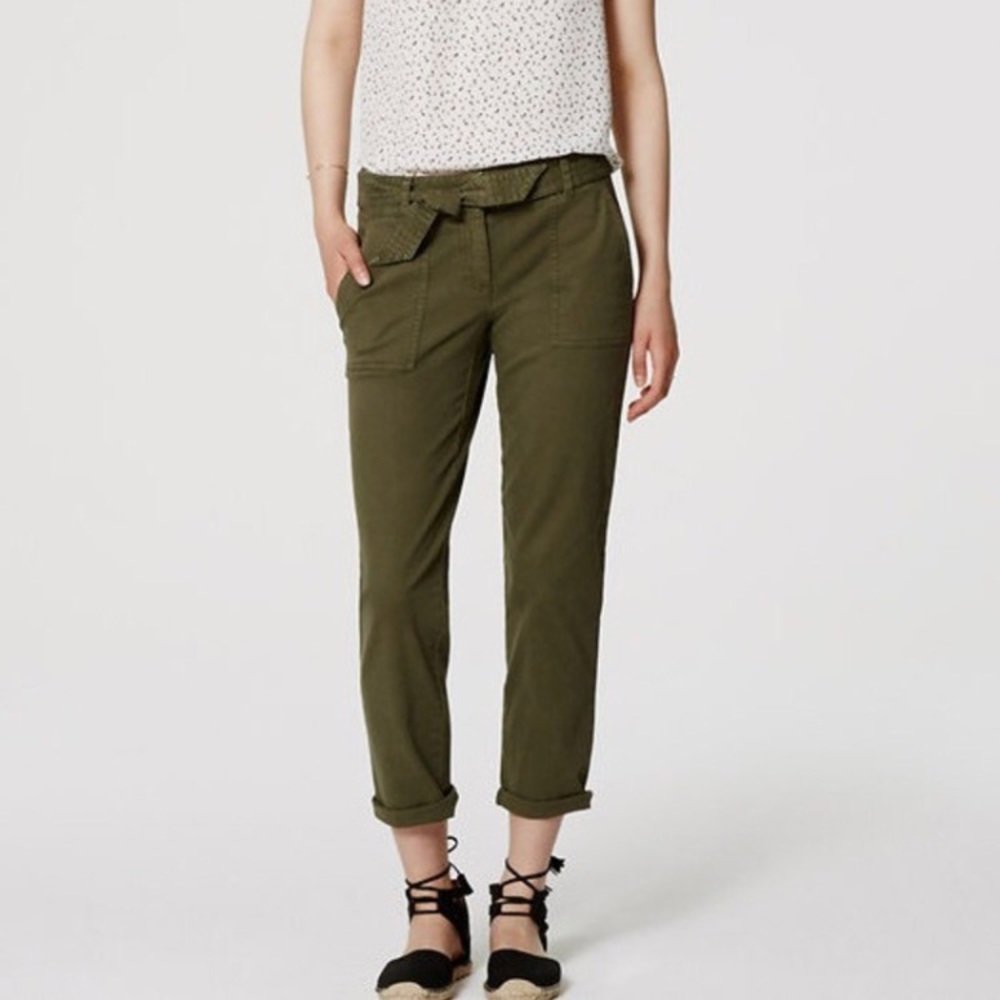 LOFT Cropped Tie Waist Chinos in Marisa Fit